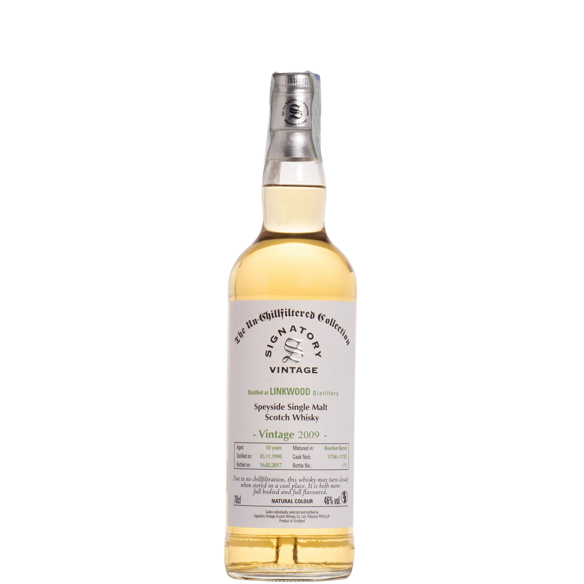 SIGNATORY LINKWOOD 2009 12 YO UNCHILL. 46&deg; CL 70