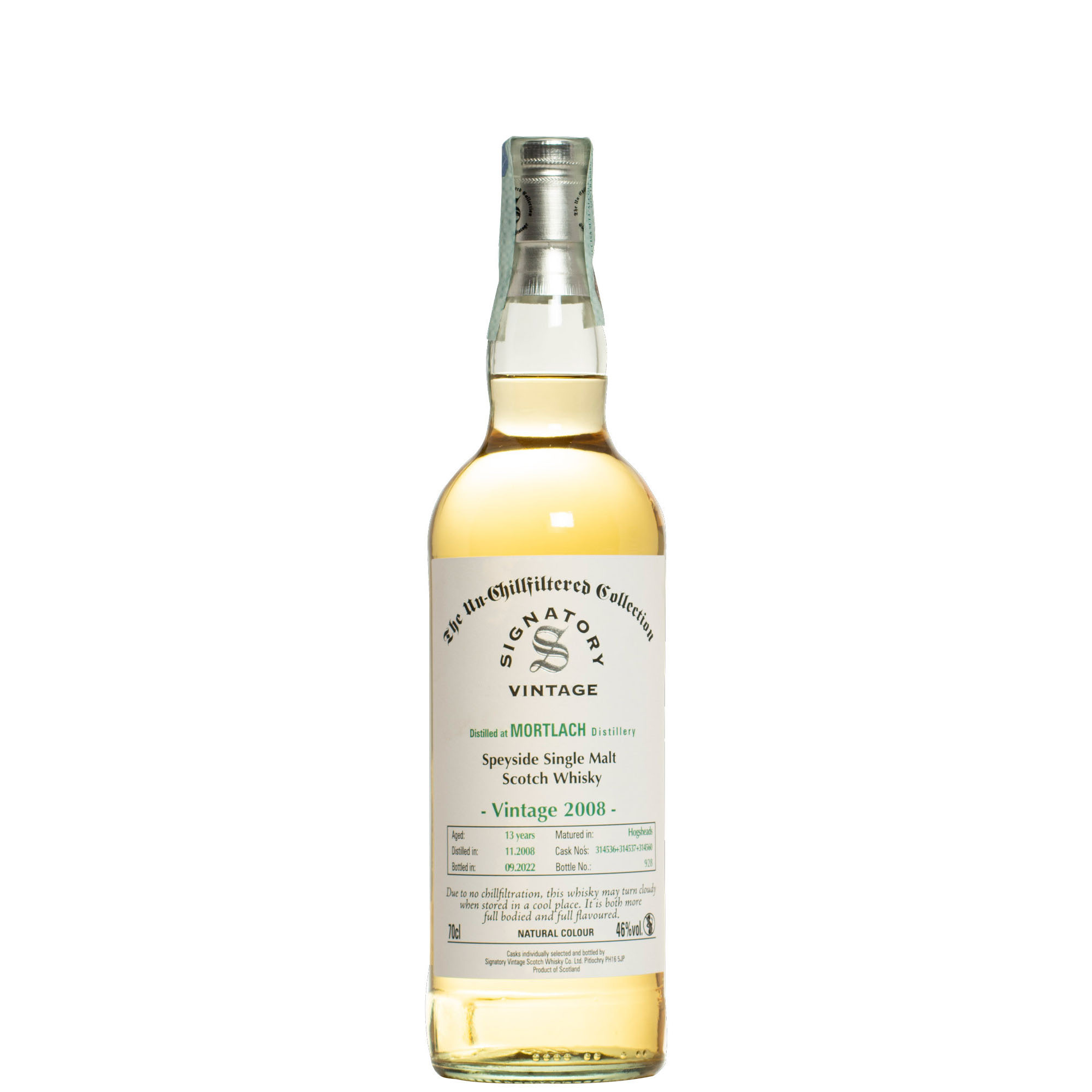 SIGNATORY MORTLACH 2008 13 YO UNCHILL. 46&deg; CL 70