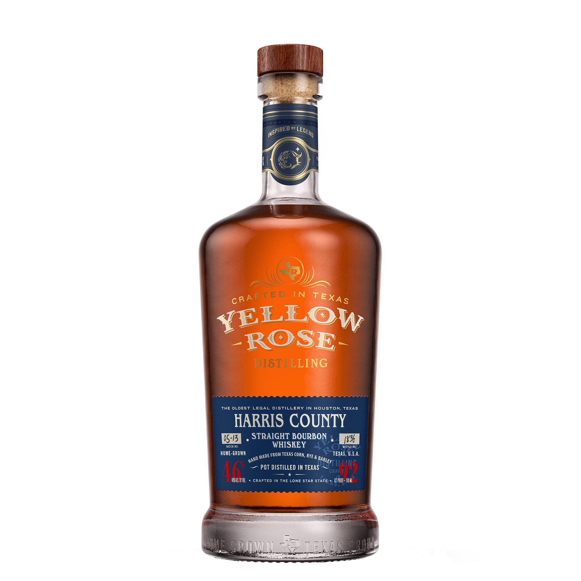 YELLOW ROSE HARRIS COUNTY STRAIGH BOURBON WHISKEY 46° CL 70