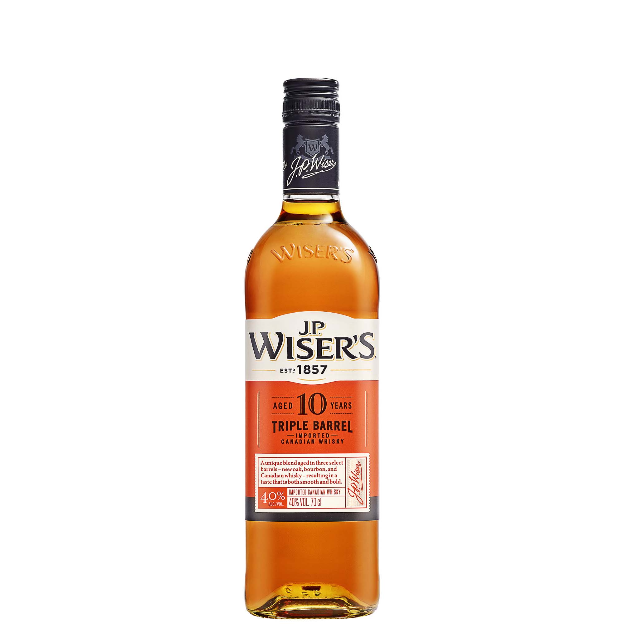 J.P. WISER’S TRIPLE BARREL 10Y O 70CL X6 40% GL