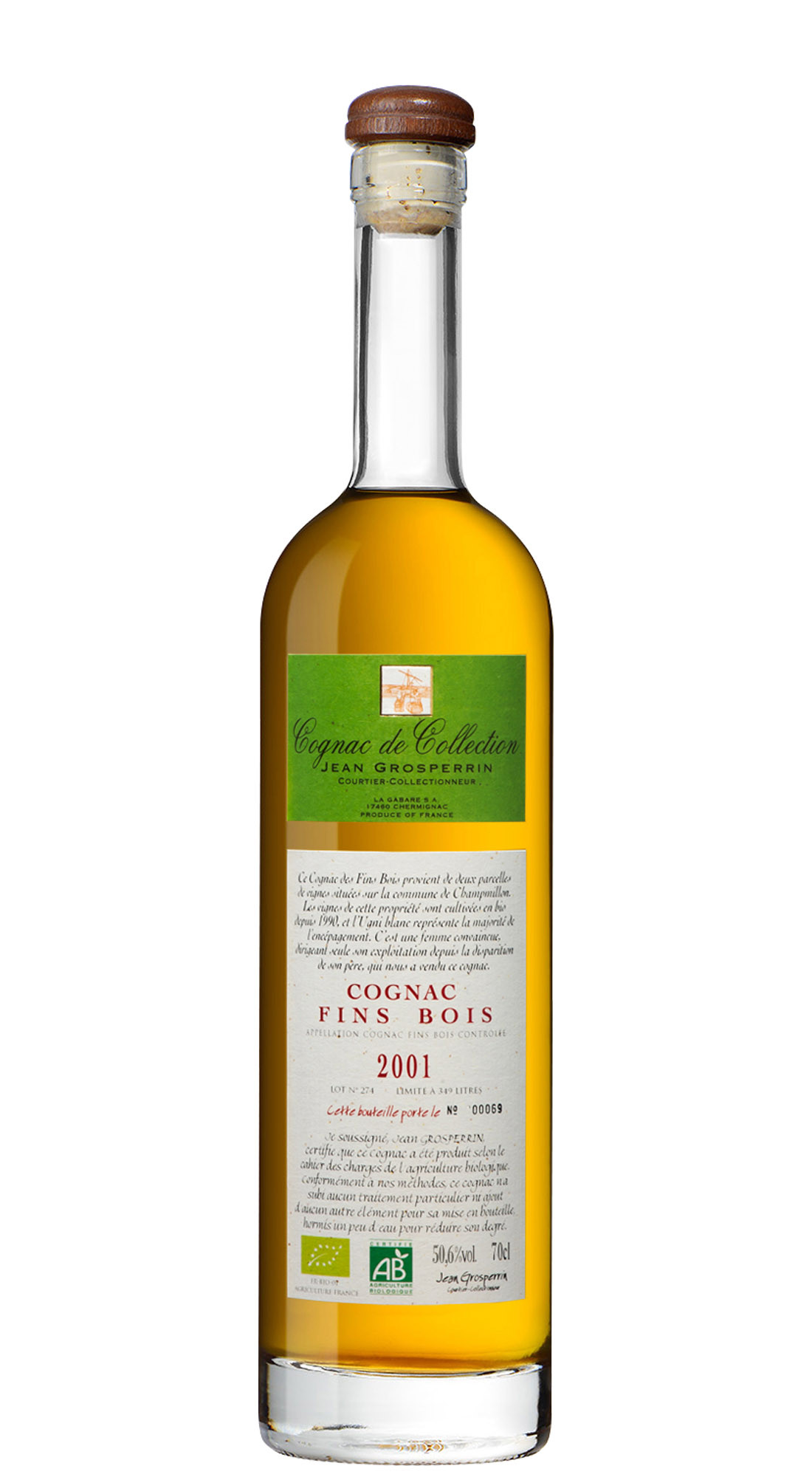 GROSPERRIN 2001 FINS BOIS Agriculture Biologique 48,8° cl 70