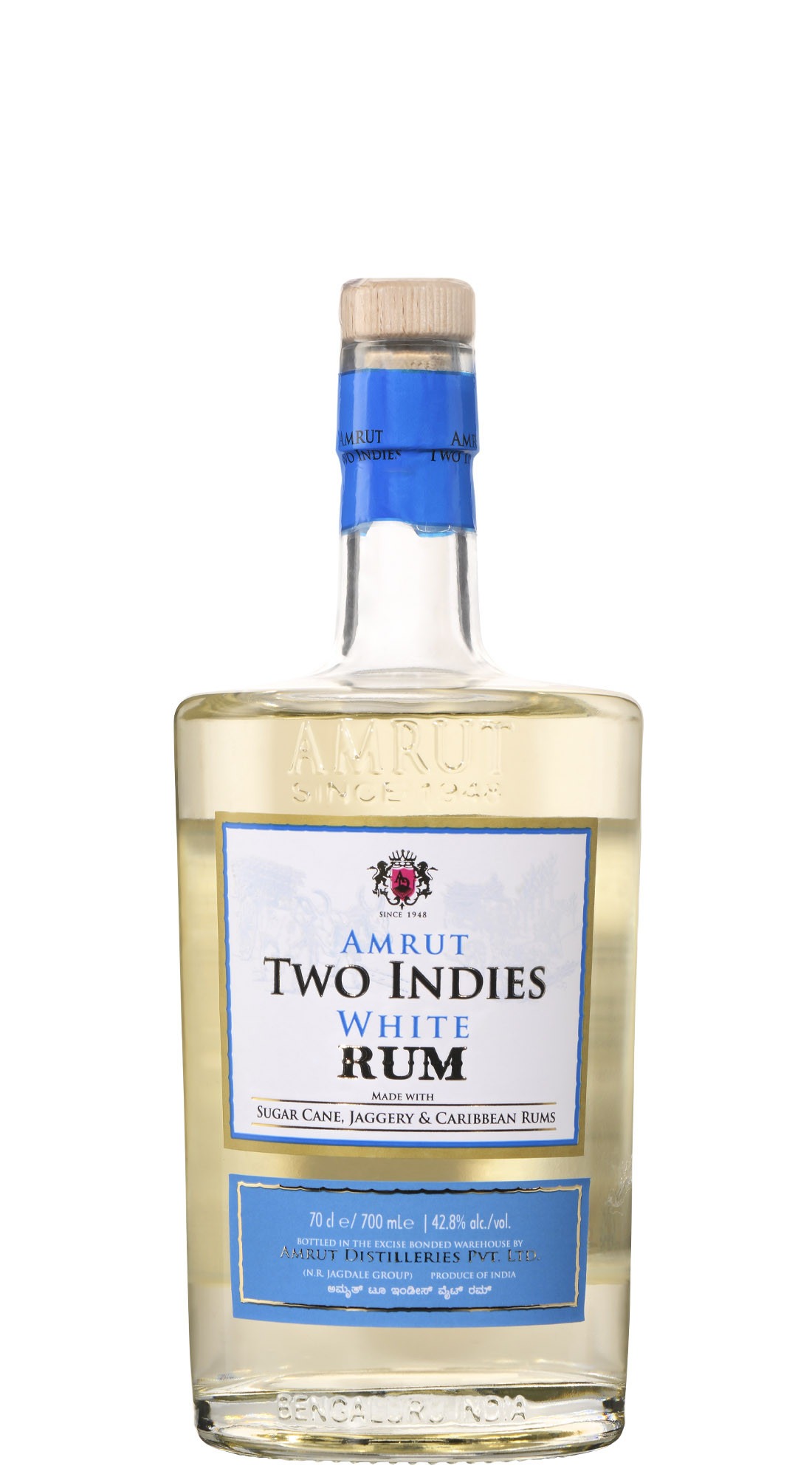AMRUT TWO INDIES WHITE RUM 42,8&deg; CL 70